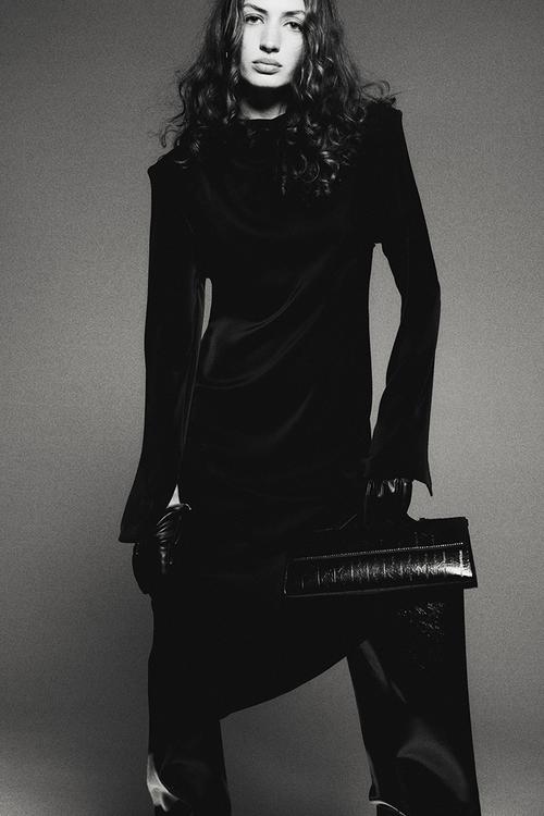 Cowl-neck satin dress - black