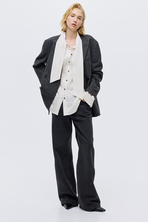 Bow-collar blouse - white