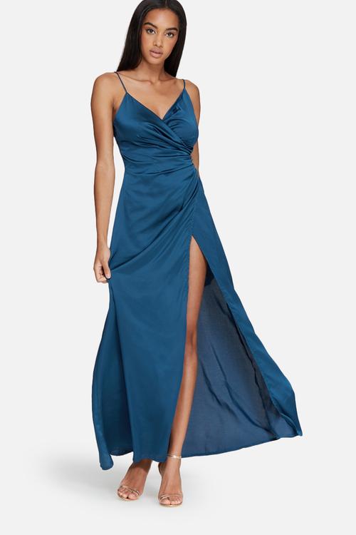 Silky wrap over maxi dress