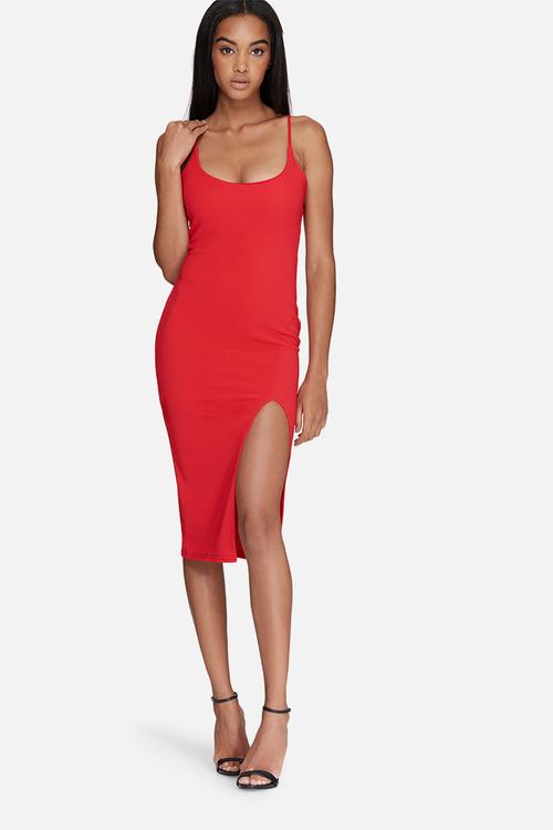 Strappy scoop neck midi dress