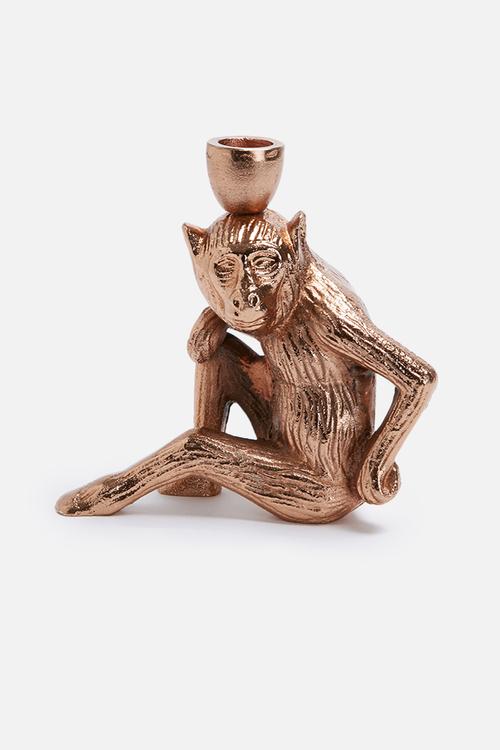 Copper monkey candle holder