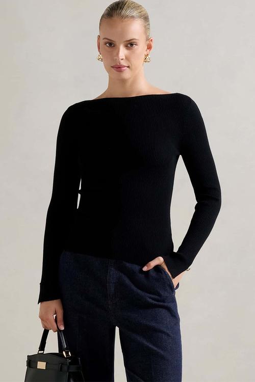 Alaia knit rib top in black