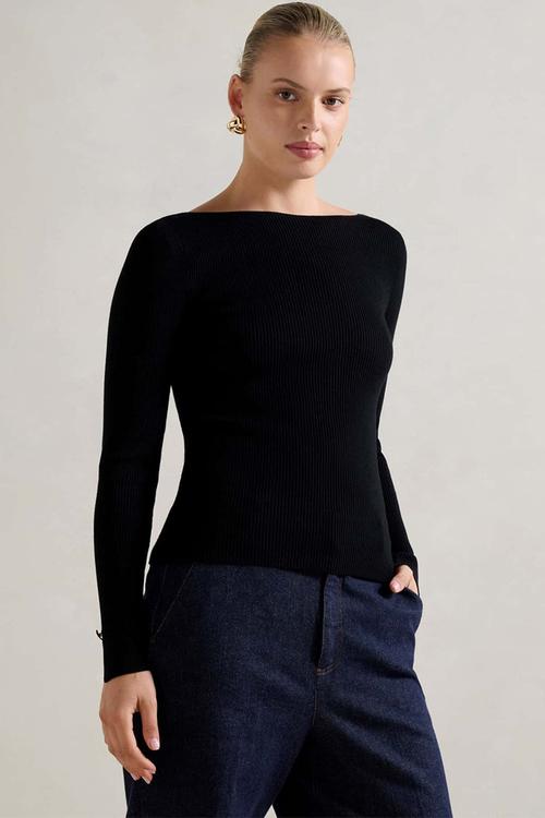 Alaia knit rib top in black
