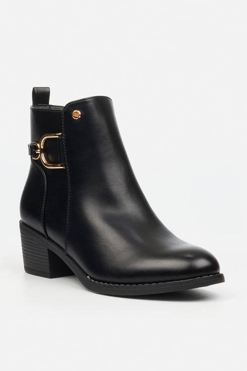 Brook 1 gold buckle ankle boot - black
