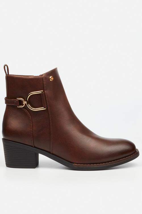 Brook 1 gold buckle ankle boot - chocolate