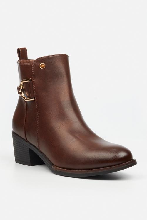Brook 1 gold buckle ankle boot - chocolate