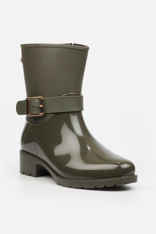 Cloudy 2 gold buckle rain ankle boot - khaki