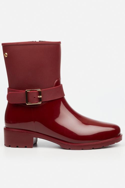 Cloudy 2 gold buckle rain ankle boot - red