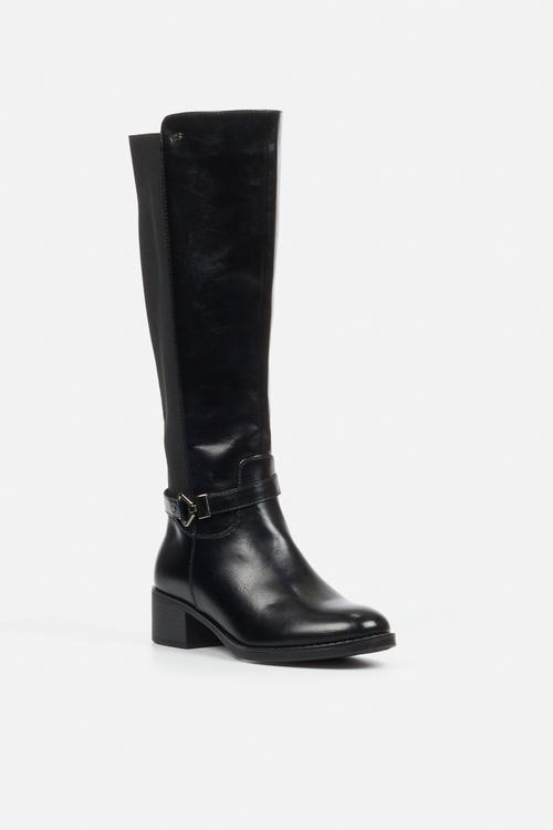 Earth 1 gold buckle stretch rider boot - black