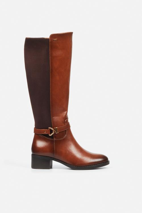 Earth 1 gold buckle stretch rider boot - tan