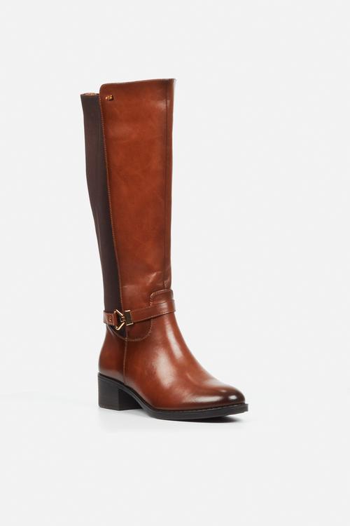 Earth 1 gold buckle stretch rider boot - tan
