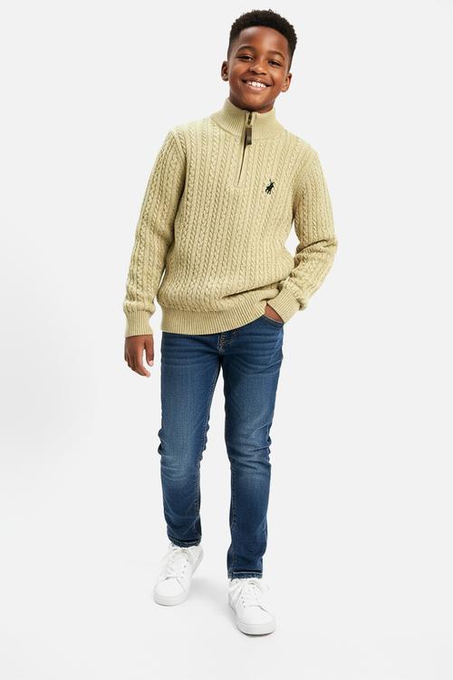 Boys Simpiwe Quarter Zip Knit - Khaki