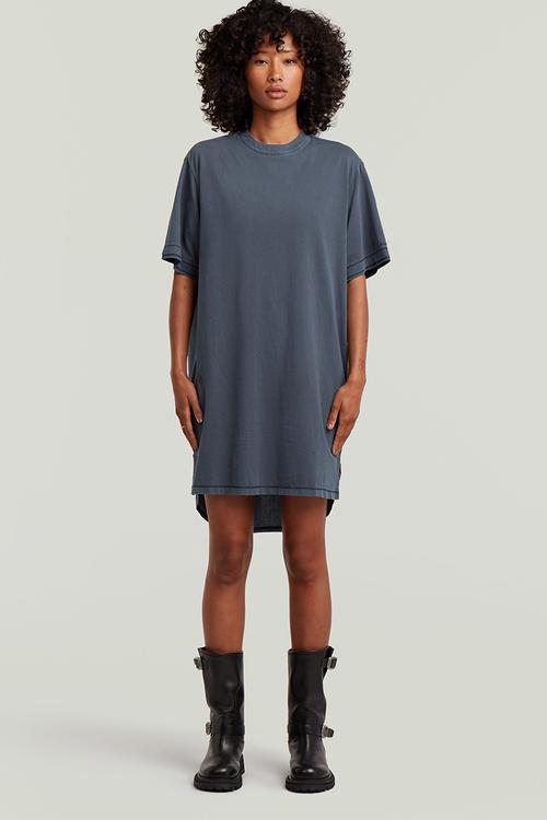 G-STAR Corset Flare Dress SL WMN Vrijetijdsjurk, Blauw (Rinsed D27934-e090-082), M Dames, Blauw (Rinsed D27934-e090-082), M