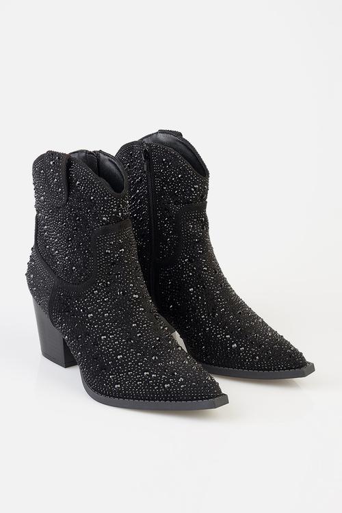 Christina Gem Ankle Boot - Black