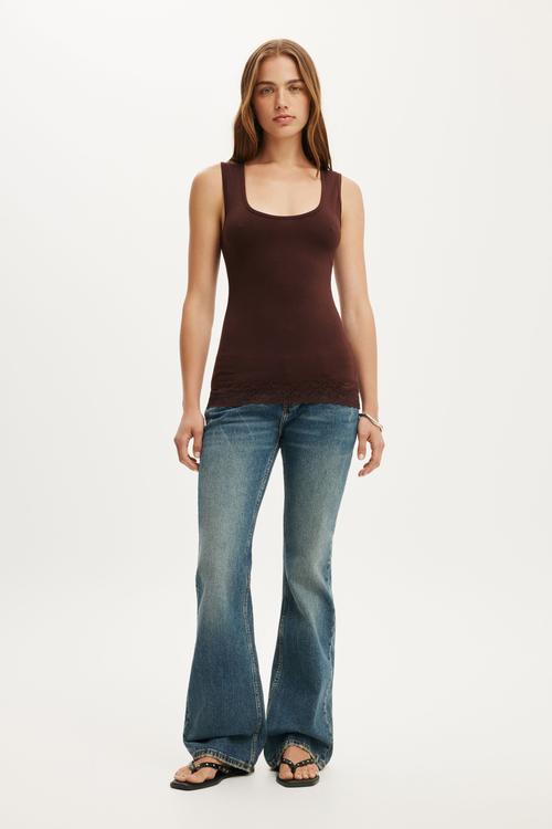 Becca lace tank - dark oak