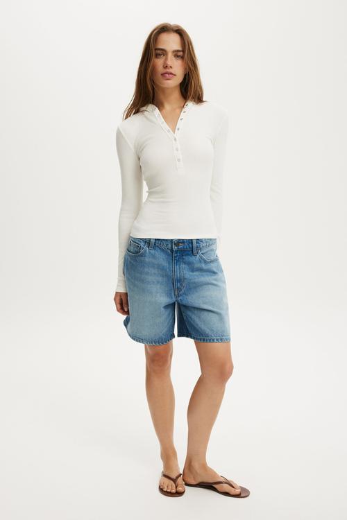 Hooded blake henley long sleeve - vintage white