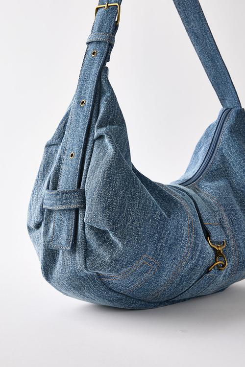 Dylan slouchy crossbody bag - washed blue denim