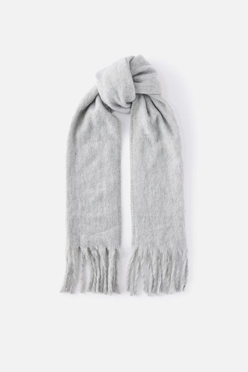 Tassel scarf - grey marle/stitch