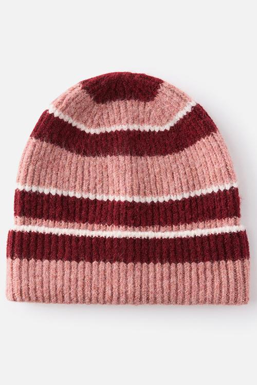 Ribbed beanie - cherrywood stripe
