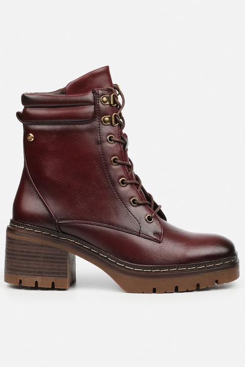 Mercy 2 lace up chunky ankle boot - burgundy