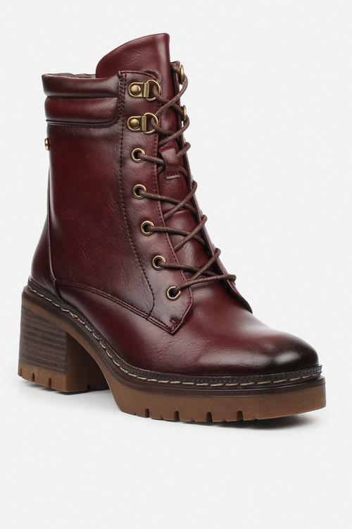Mercy 2 lace up chunky ankle boot - burgundy