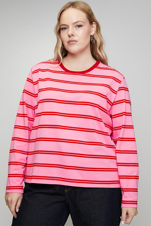 Plus Essential Crew Neck - Pink & Red