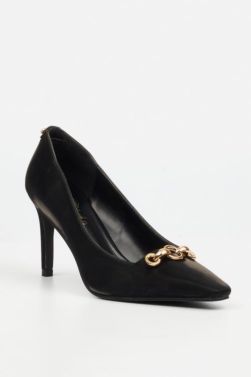 Tamara 2 gold chain heel - black