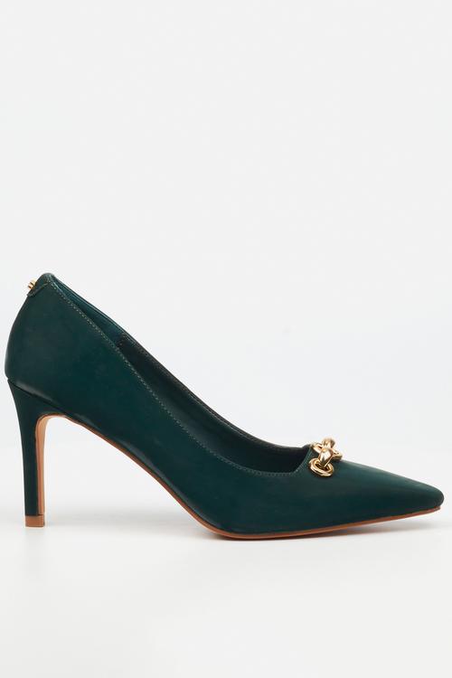 Tamara 2 gold chain heel - green