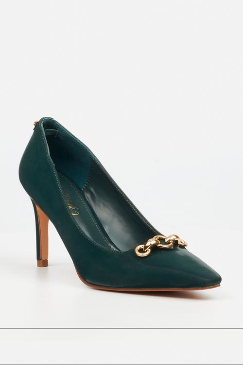 Tamara 2 gold chain heel - green
