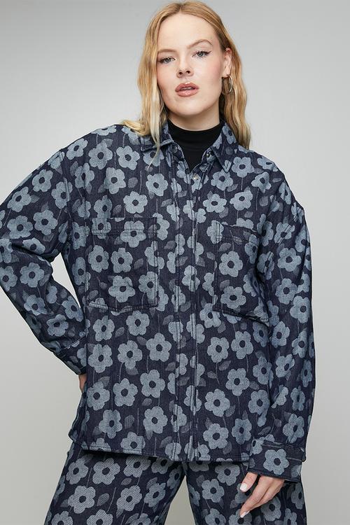 Plus Denim Shacket - Daisy