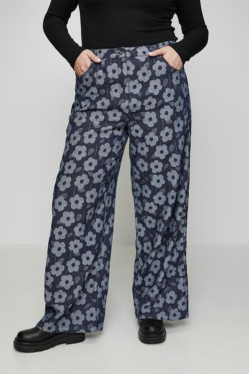 Plus Roxy Wide Leg Jeans in Daisy Denim -  Dark Wash
