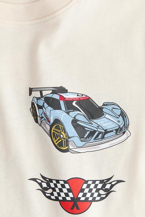Oversized printed T-shirt - cream hot wheels