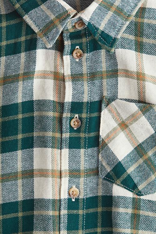 Cotton flannel shirt - green/white checked