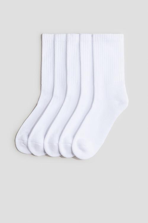 5-pack ribbed terry socks - white