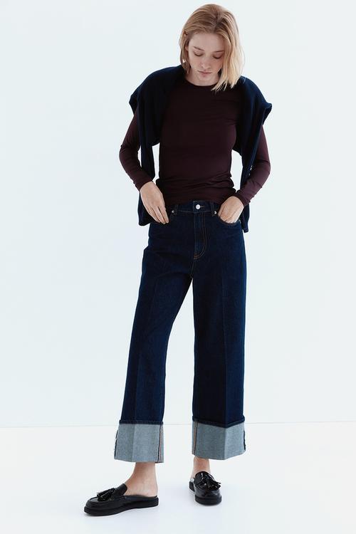 Long-sleeved microfibre top - burgundy
