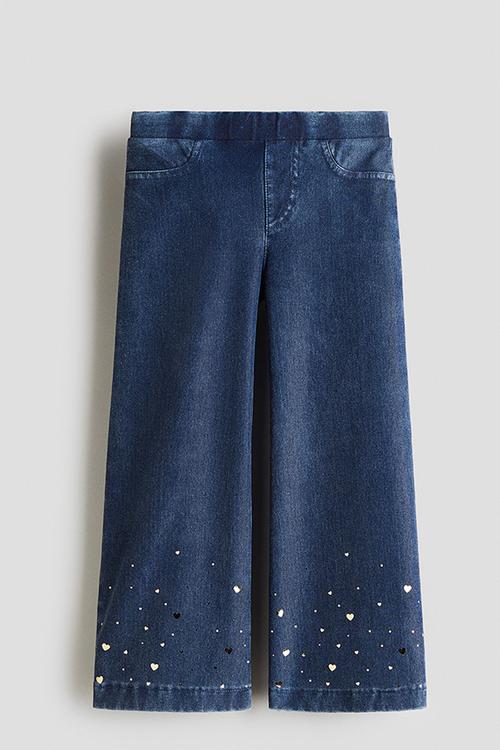 Wide denim-look trousers - dark denim blue/hearts