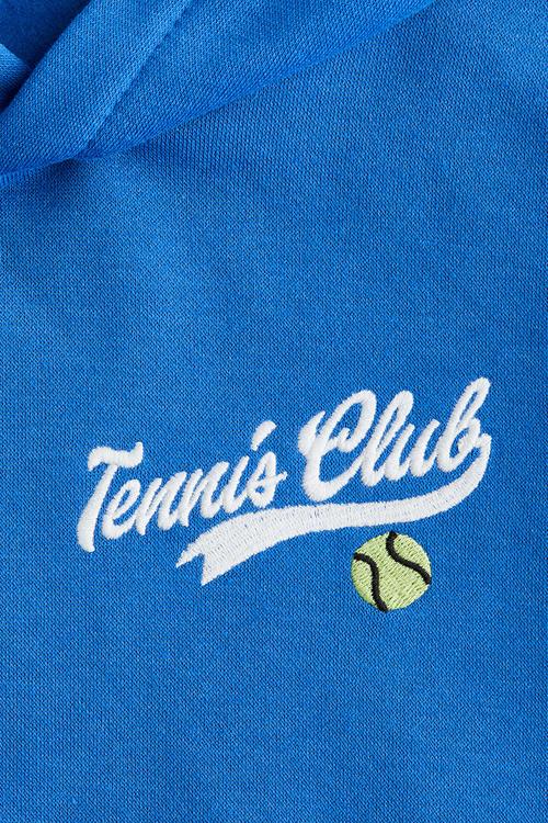 Print-detail hoodie - blue/tennis club