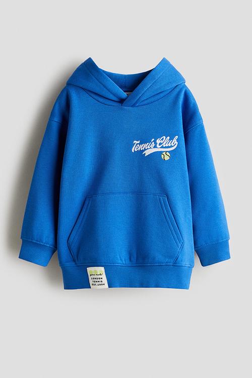 Print-detail hoodie - blue/tennis club
