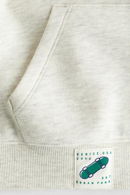 Print-detail hoodie - cream marl/los angeles