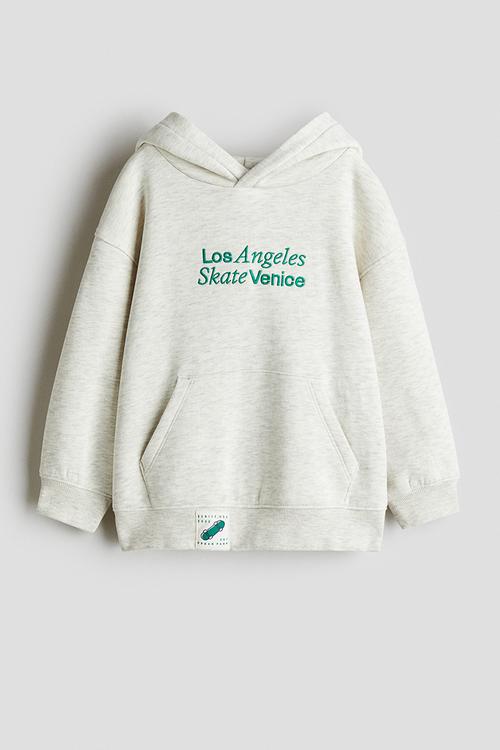 Print-detail hoodie - cream marl/los angeles