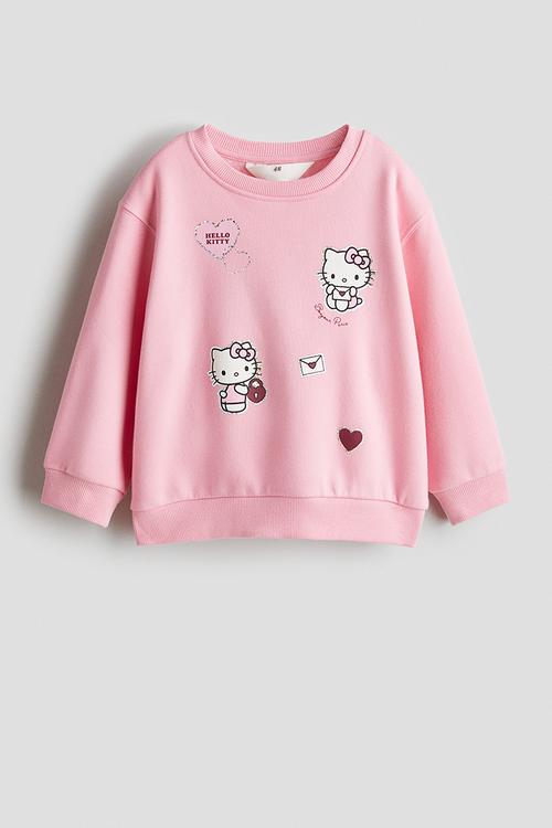 Motif-detail sweatshirt - pink/hello kitty