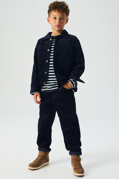 Cotton corduroy trousers - navy blue 