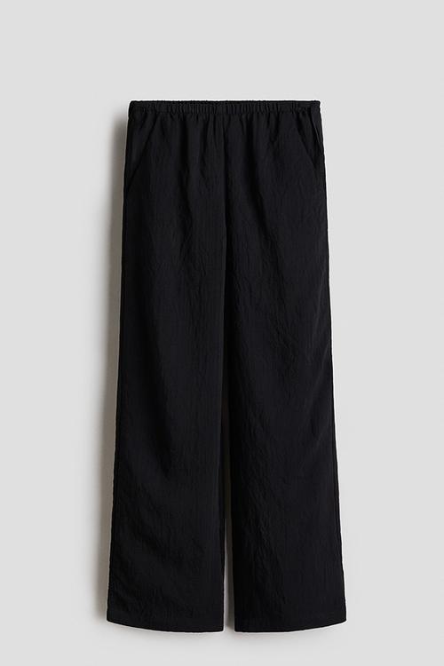 Tie-detail trousers - black