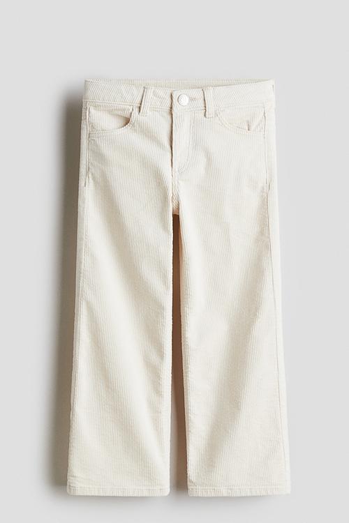 Wide cotton corduroy trousers - light beige