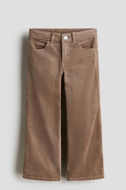 Wide cotton corduroy trousers - beige