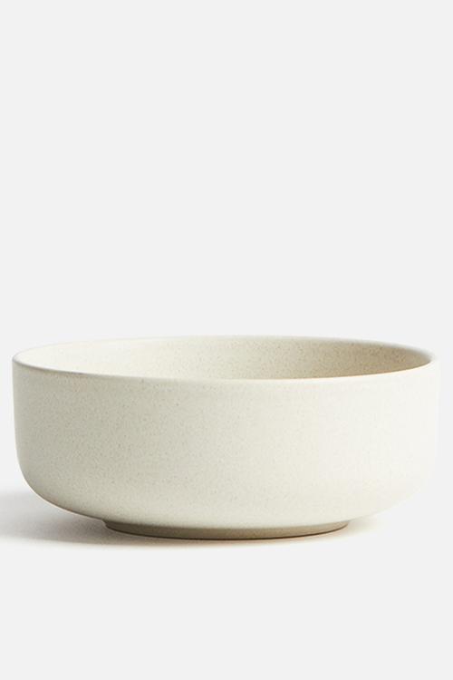 Reactive-glaze stoneware bowl - light beige 