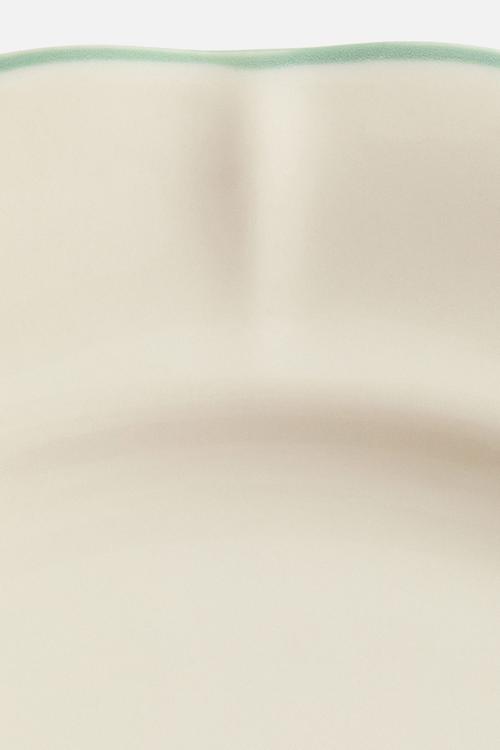 Stoneware dinner plate - light beige/green