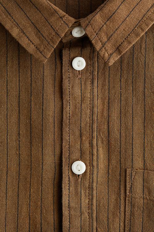 Linen-blend shirt - light brown/pinstriped
