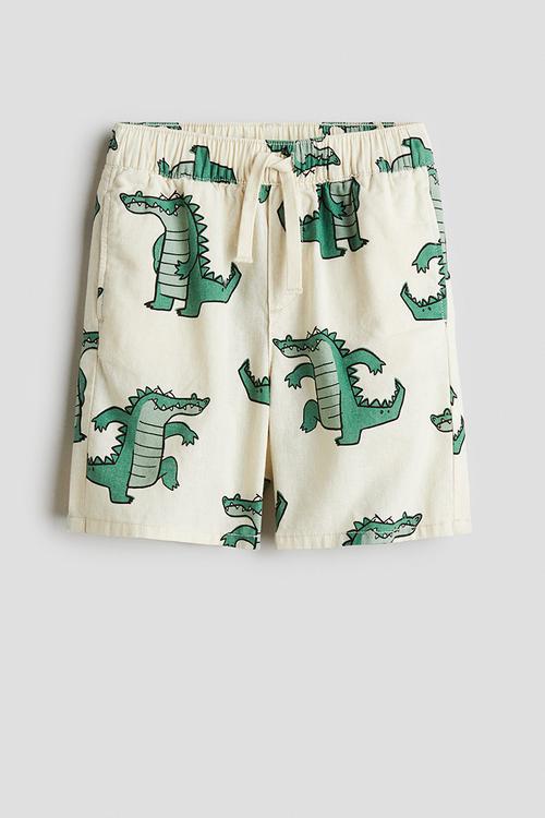 Linen-blend shorts - light beige/alligators