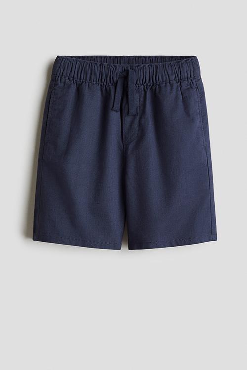 Linen-blend shorts - dark blue